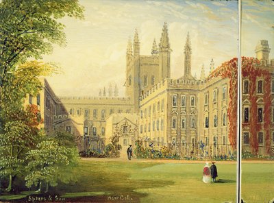 Wiktoriański kartonik ze sceną New College, Oxford i Garden Quad (papier mache) autorstwa Richard Phene and Benjamin W. Spiers